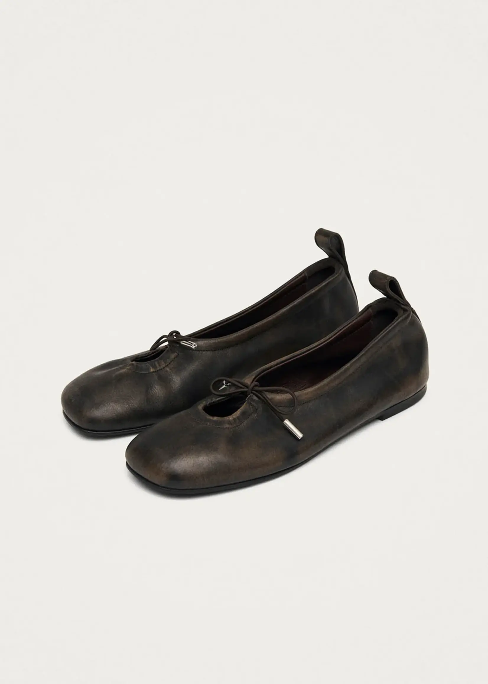 alohas Rosalind  brushed brown leather ballet flats