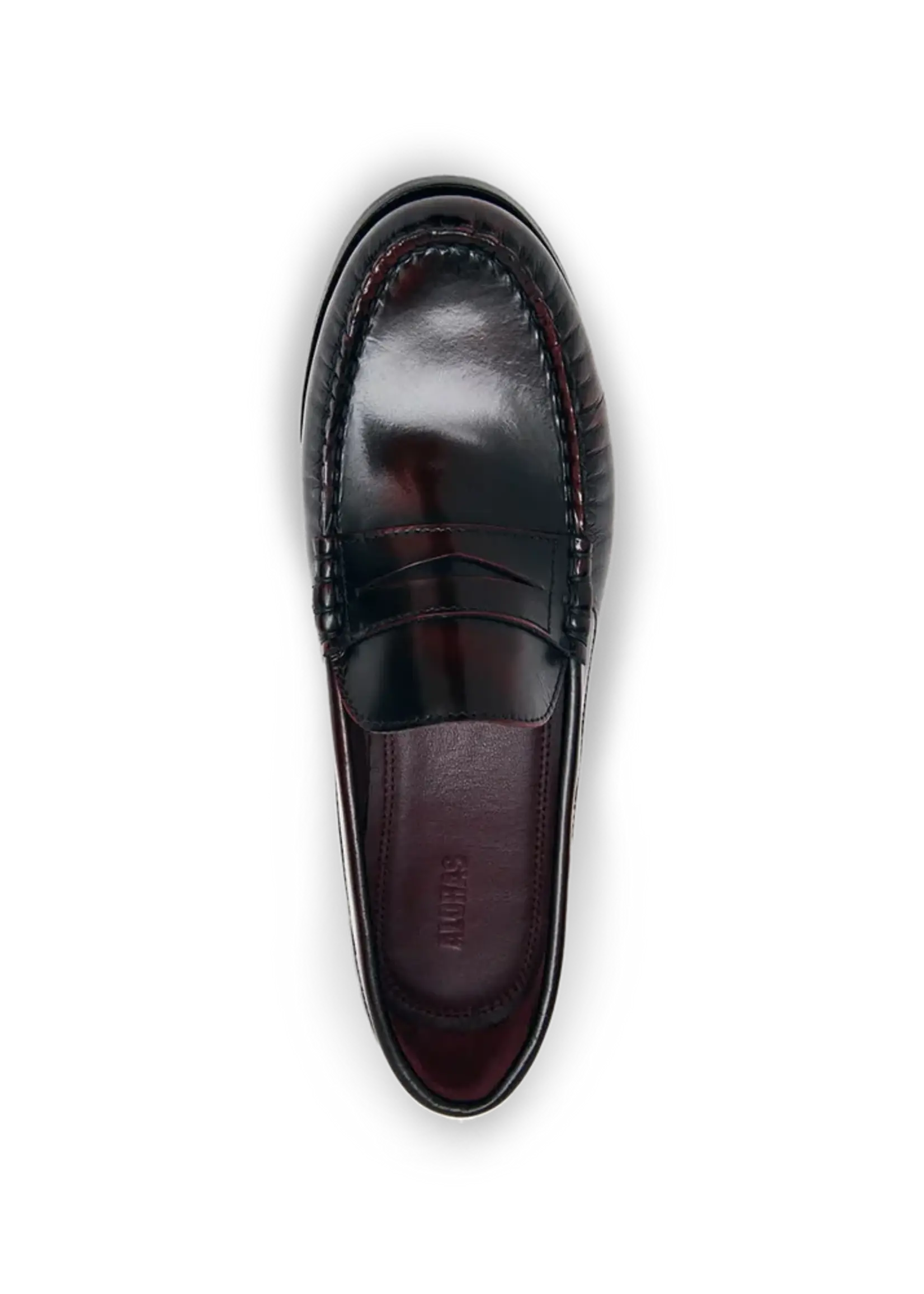 alohas Rivet Brushed Burgundy Leather Loafers