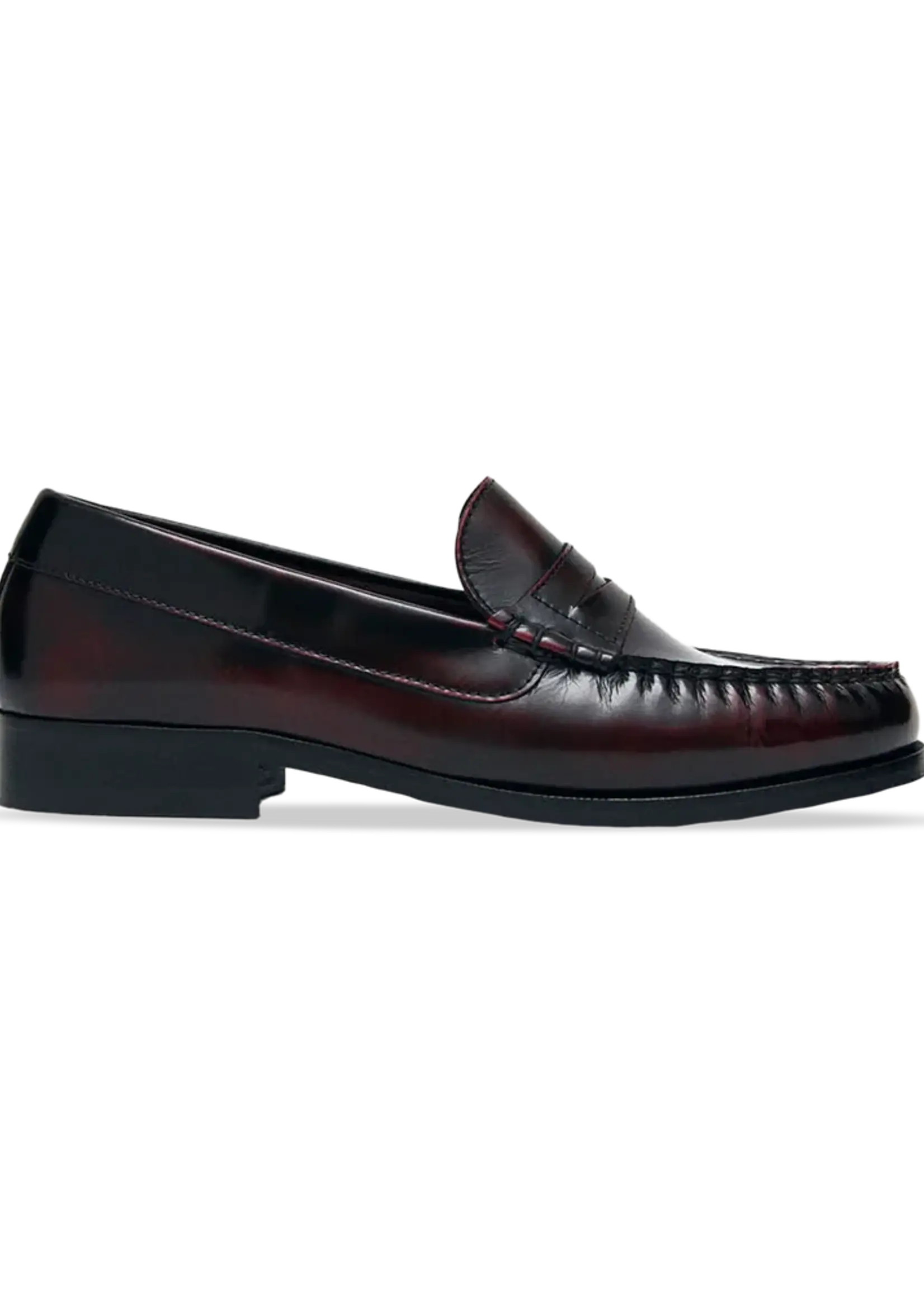 alohas Rivet Brushed Burgundy Leather Loafers