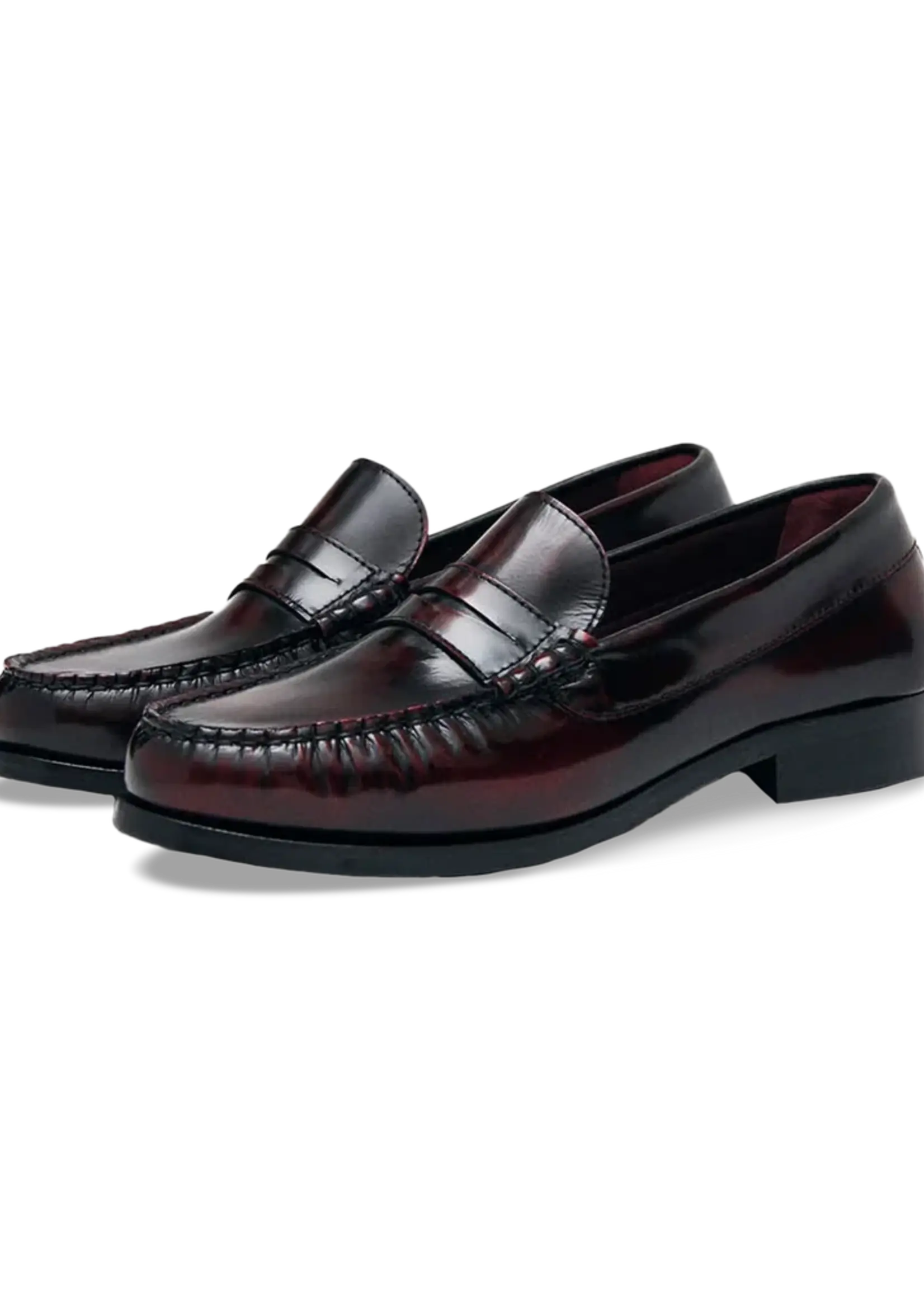 alohas Rivet Brushed Burgundy Leather Loafers