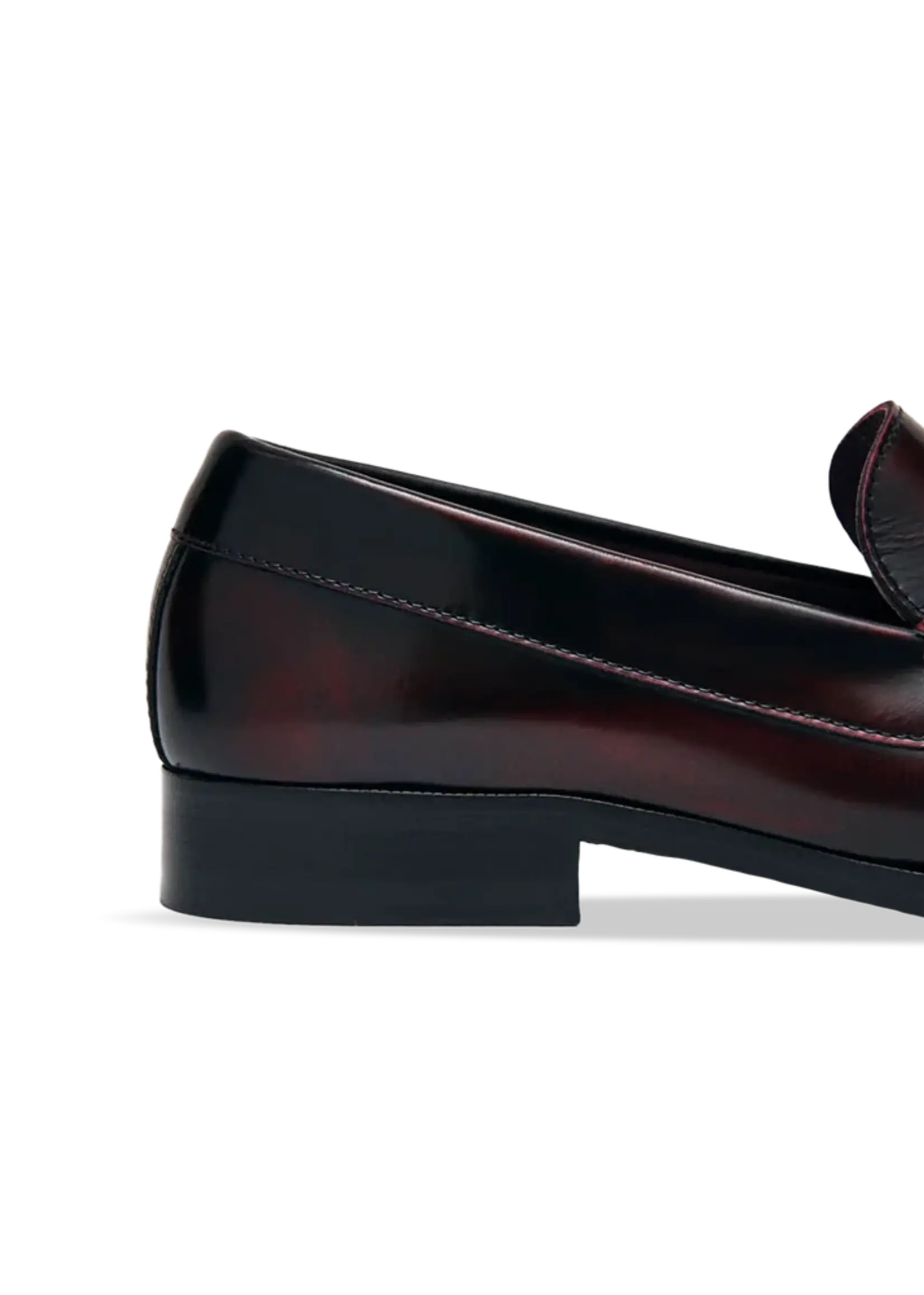 alohas Rivet Brushed Burgundy Leather Loafers