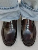 alohas Rivet Brushed Burgundy Leather Loafers