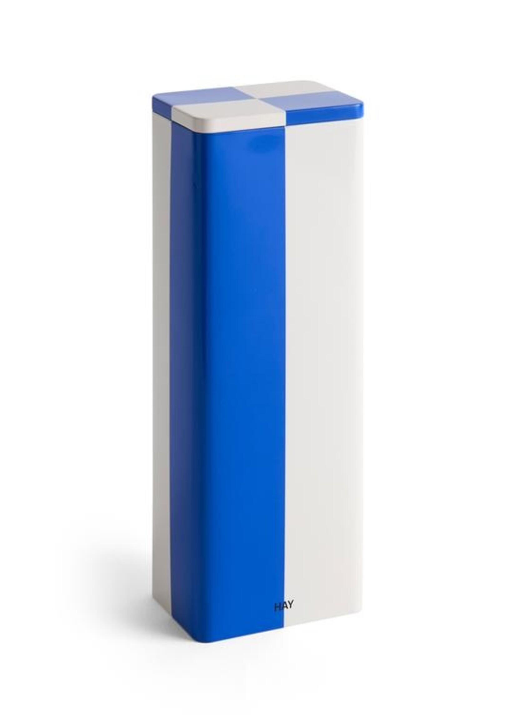 Hay Tin container - slim - blue and off-white