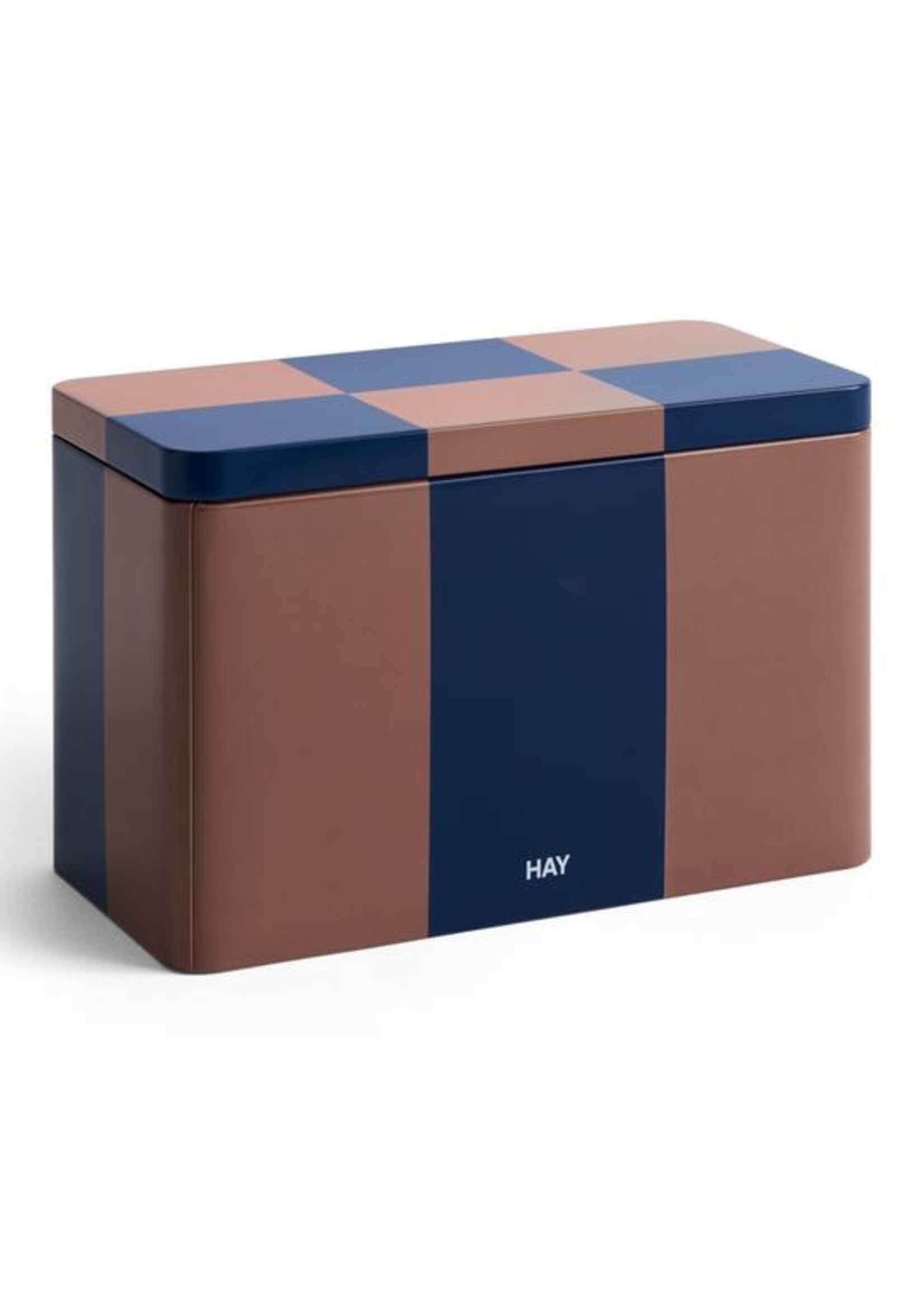 Hay Tin container - Medium - brown and midnight blue
