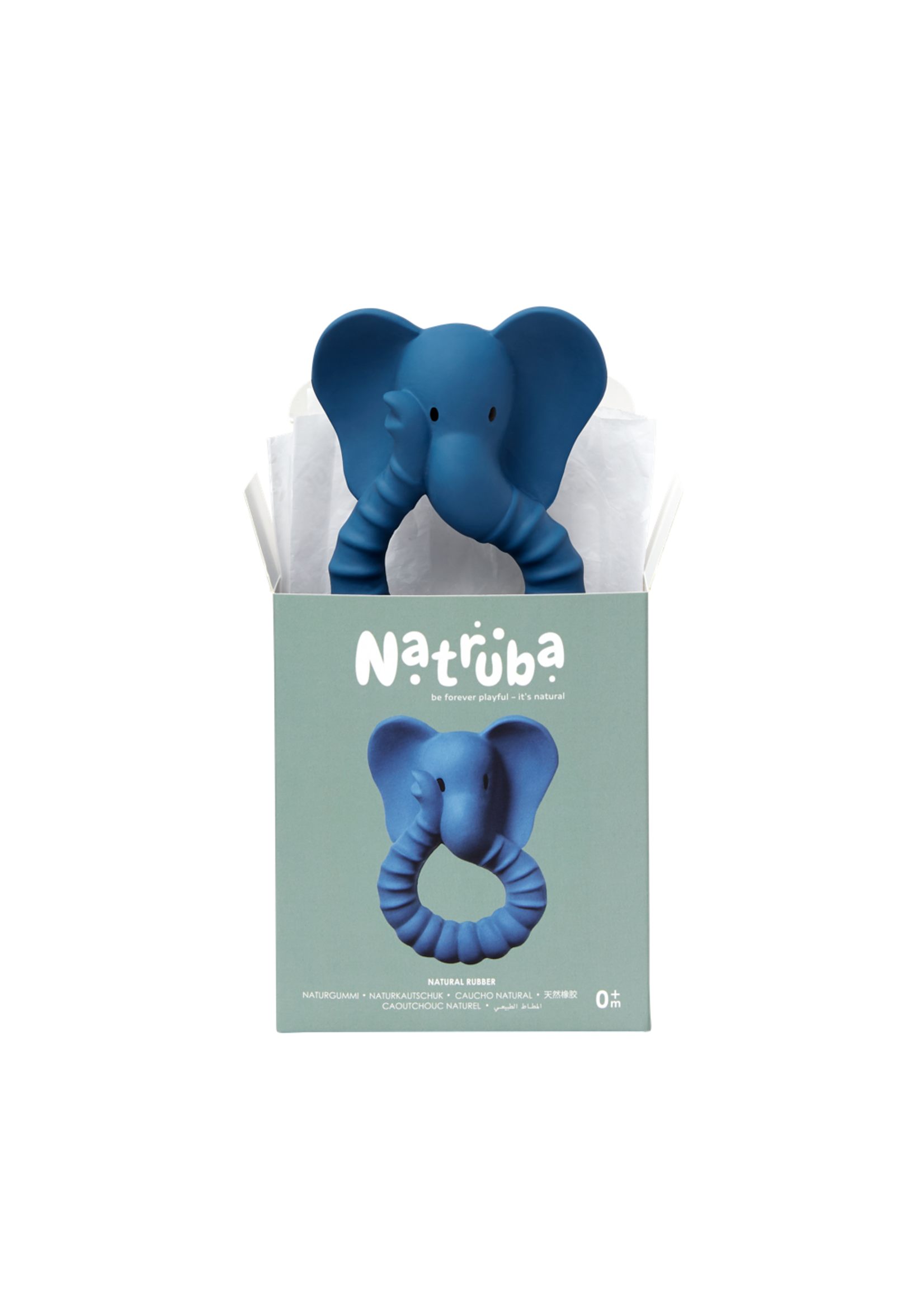 Natruba Bijtring Van Natuurlijk Rubber Elephant - Blauw