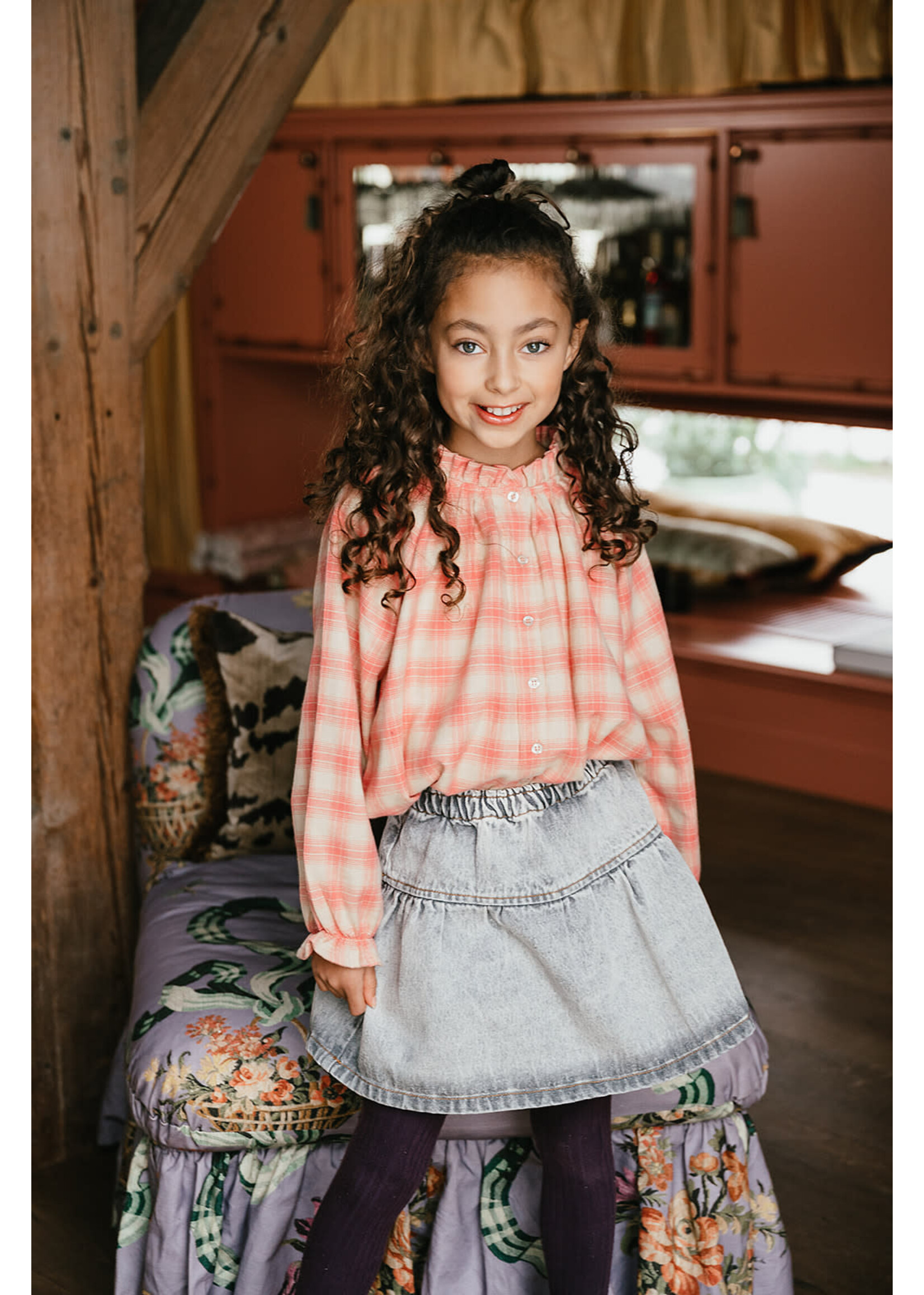 Petit Blush Petit Blush - Jeans Ruffle Skirt - Washed Light Grey