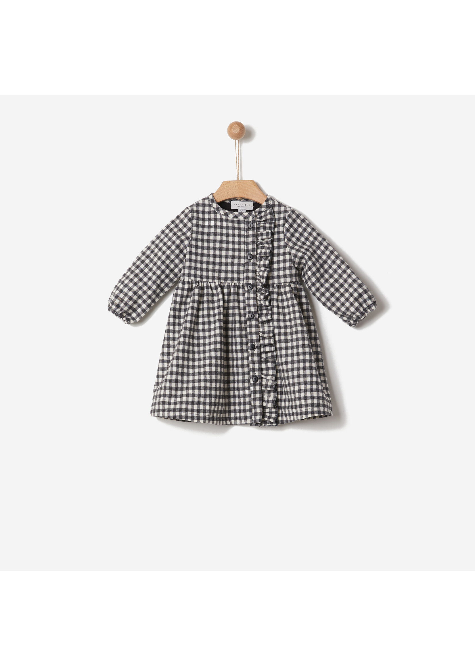 YELL OH! YELL OH! - COTTON GINGHAM BUTTON DRESS BLACK & WHITE