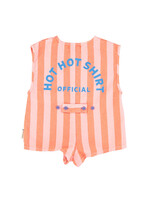 Piupiuchick Piupiuchick - short sleeveless jumpsuit | orange & pink stripes