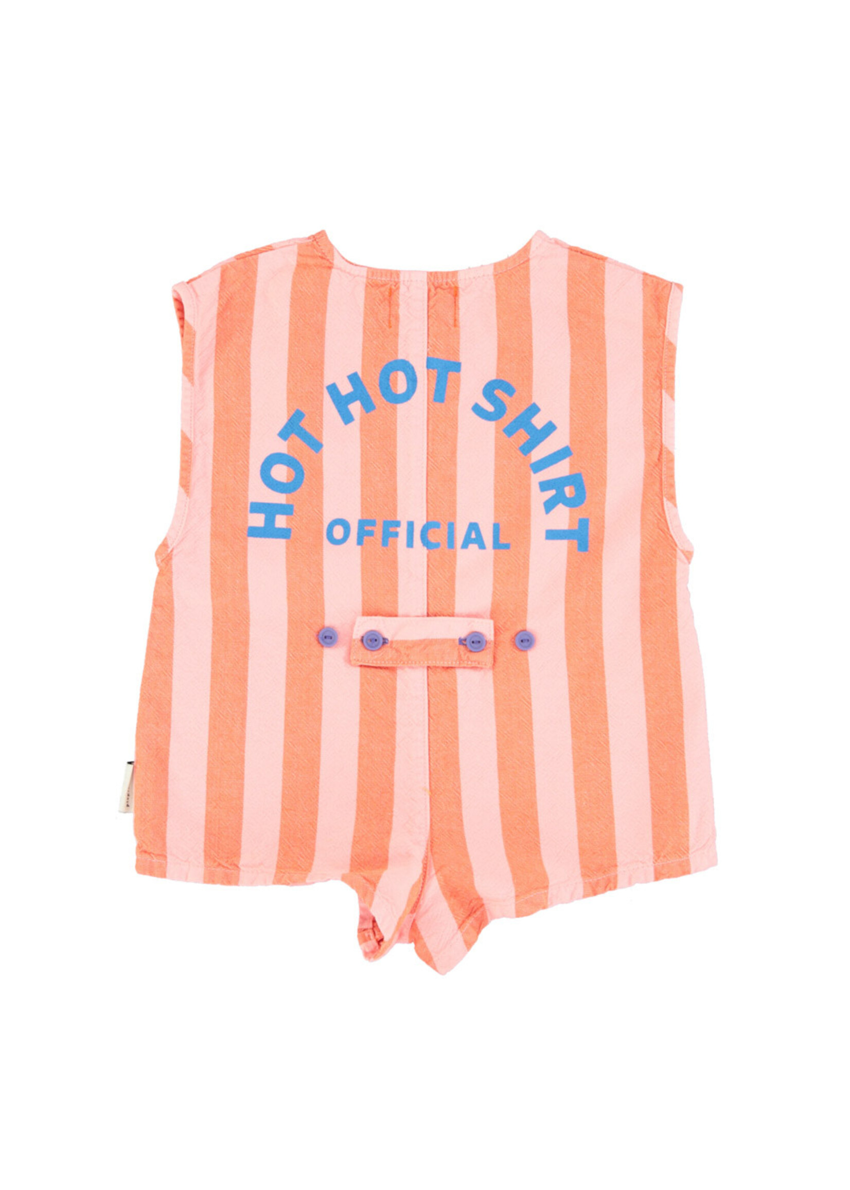 Piupiuchick Piupiuchick - short sleeveless jumpsuit | orange & pink stripes