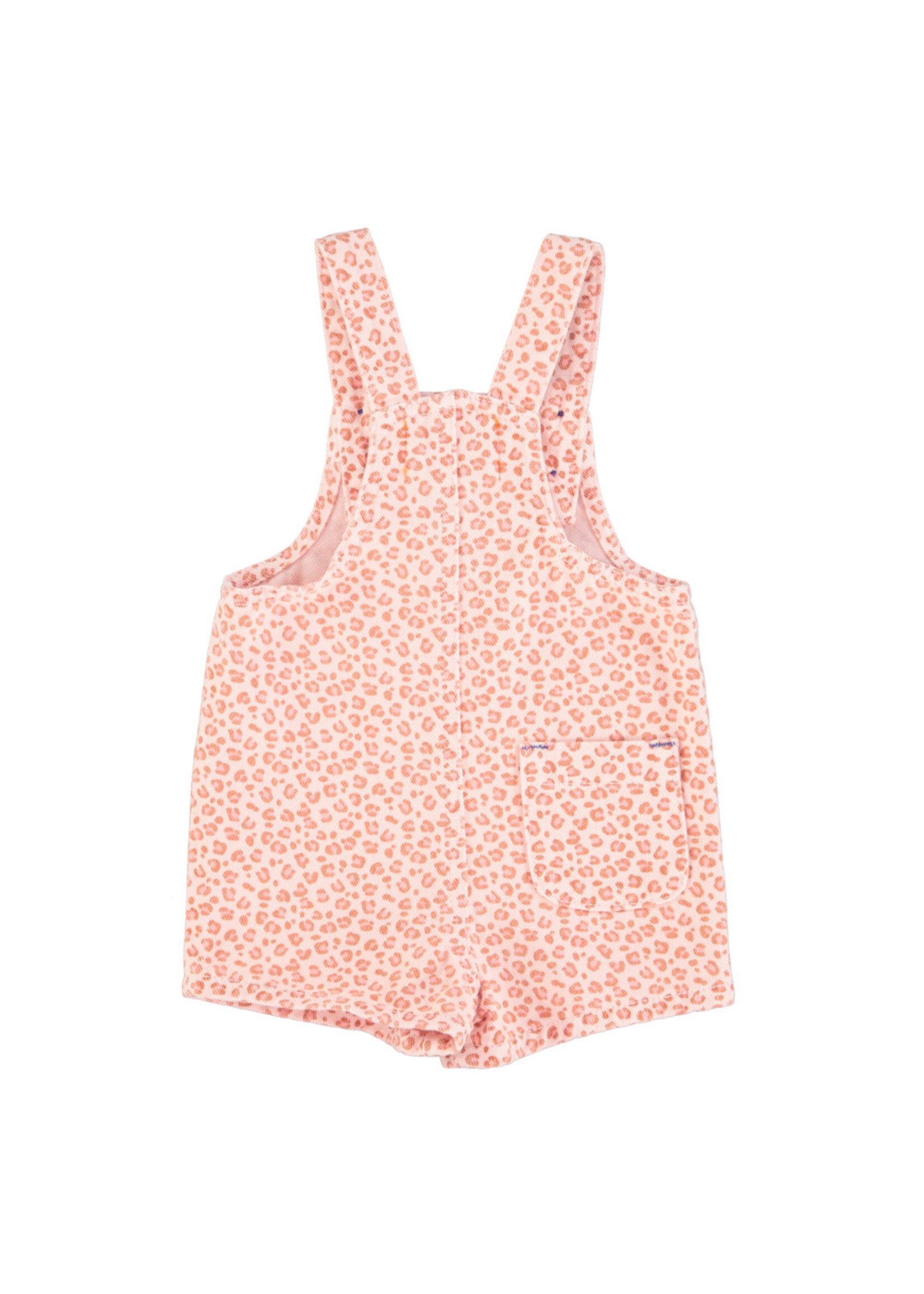 Piupiuchick Piupiuchick - baby short dungarees | light pink w/ animal print