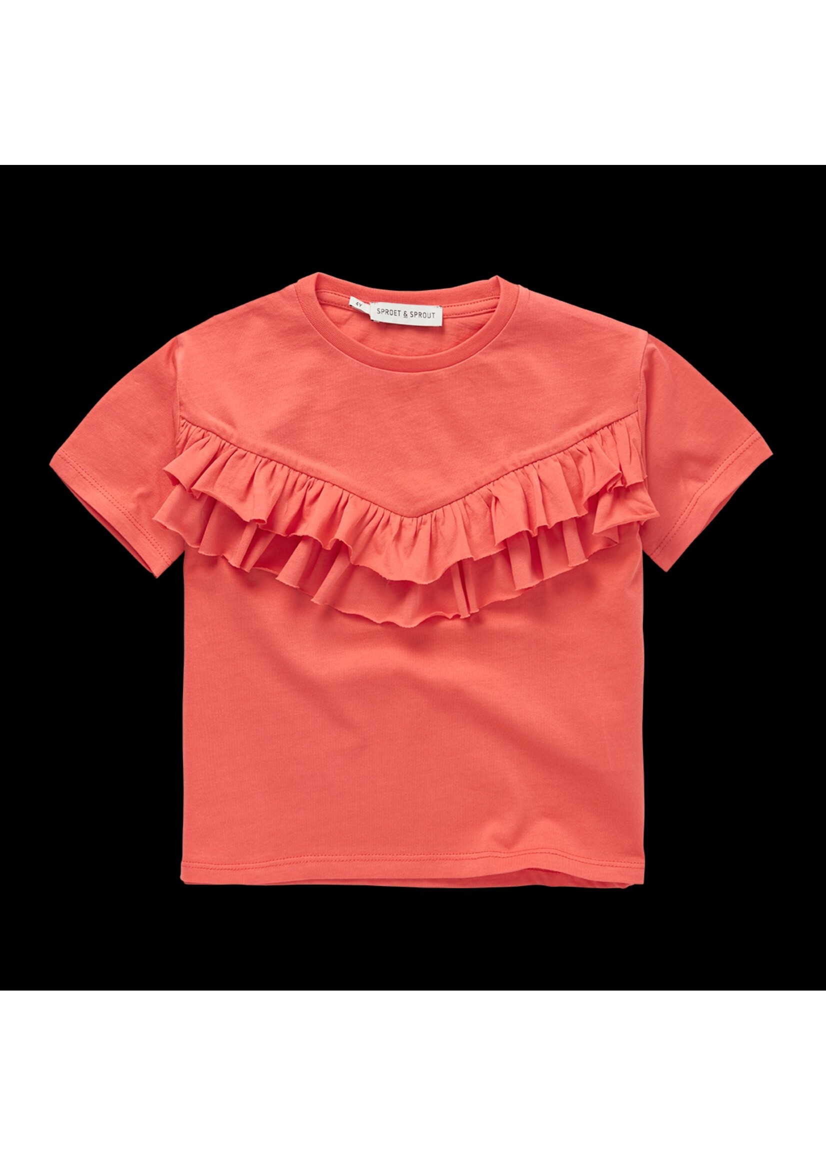 Sproet en Sprout Sproet en Sprout - T-shirt ruffle coral Coral