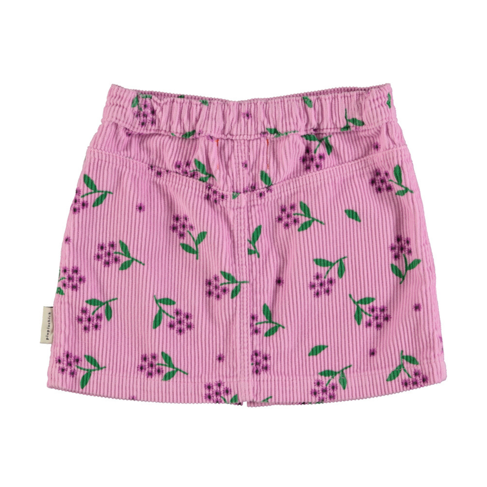 Piupiuchick Piupiuchick - Short Skirt | Pink Corduroy W/ Flowers Allover