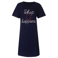 TPNGD1413A Temptation dames bigshirt Navy Blauw.