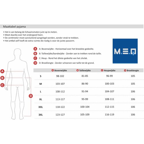 M.E.Q. MEPYH1412A MEQ Heren Pyjama Donker Blauw.