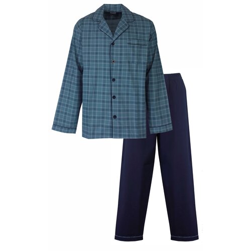 Paul Hopkins PHPYH1416A Paul Hopkins doorknoop heren pyjama Petrol Blauw.