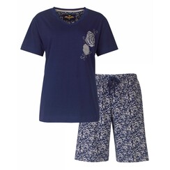 MESAD1408A Medaillon dames shortama Blauw.