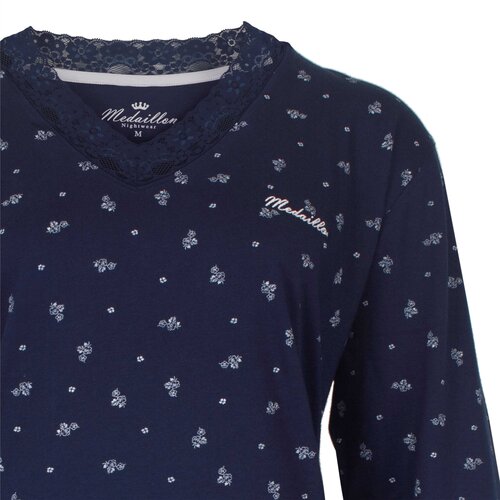 Medaillon MEPYD15007A Medaillon dames pyjama donker blauw.