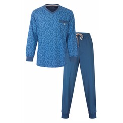 MEPYH15008A MEQ Heren Pyjama V hals Blauw.