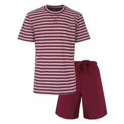 MESAH15004A MEQ Heren Shortama Gestreept Rood.