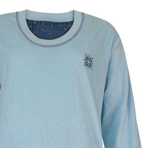 Tenderness TEPYD25023A Tenderness dames Pyjama Velours Lichtblauw.
