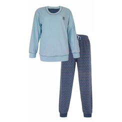 TEPYD25023A Tenderness dames Pyjama Velours Lichtblauw.