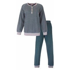 TEPYD25001A Tenderness dames Badstof Pyjama Petrol Groen.