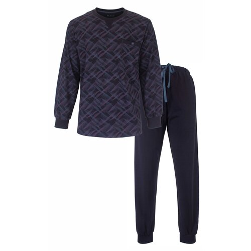 M.E.Q. MEPYH25006A MEQ Heren Pyjama Ronde Hals Lange Mouw Blauw.