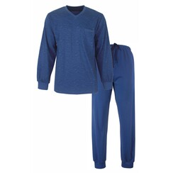 MEPYH25001A MEQ Heren Pyjama V-hals Lange Mouw Blauw.
