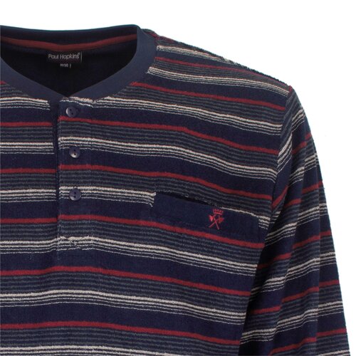 Paul Hopkins PHPYH25001A Paul Hopkins Heren Badstof Pyjama  Donker Blauw.