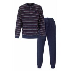PHPYH25001A Paul Hopkins Heren Badstof Pyjama  Donker Blauw.
