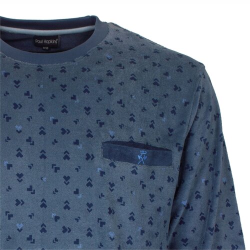 Paul Hopkins PHPYH25004A Paul Hopkins Heren Badstof Pyjama Blauw.