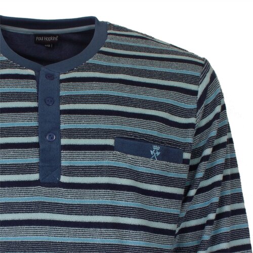 Paul Hopkins PHPYH25008A Paul Hopkins Heren Badstof Pyjama Blauw.