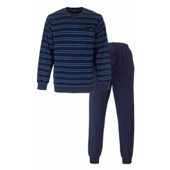 PHPYH25010A Paul Hopkins Heren Badstof Pyjama Donker Blauw.