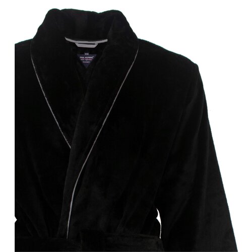 Paul Hopkins PHBRH25001A Paul Hopkins Heren Fleece Badjas Ochtendjas Zwart.