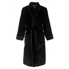 PHBRH25001A Paul Hopkins Heren Fleece Badjas Ochtendjas Zwart.
