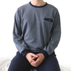 PHPYH25023B Paul Hopkins Heren Fleece Pyjama Blauw.