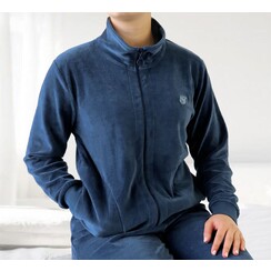 TEHSD25001A Tenderness dames Huispak Velours Blauw.