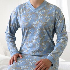 MENGD25002A Medaillon dames Nachthemd Blauw.