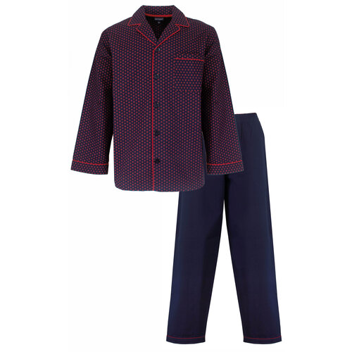 Paul Hopkins PHPYH25022A Paul Hopkins Heren Pyjama Geweven Blauw Rood.