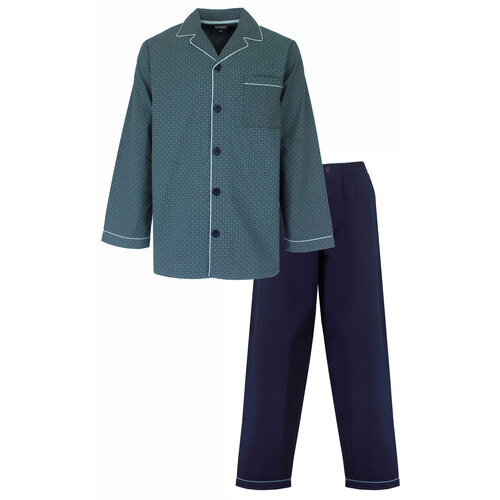 Paul Hopkins PHPYH25013A Paul Hopkins Heren Pyjama Geweven Groen Blauw.