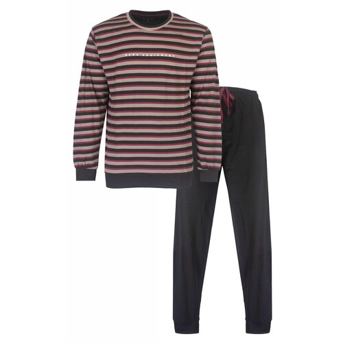 M.E.Q. MEPYH25002A MEQ Heren Pyjama Ronde Hals Lange Mouw Grijs.