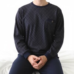 PHPYH25023A Paul Hopkins Heren Fleece Pyjama Donker Blauw.