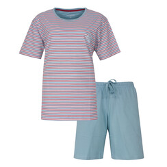 IRSAD16001B Irresistible Dames  Shortama Gestreept Blauw.