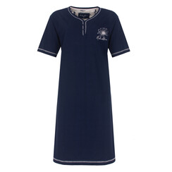 MENGD16001A Medaillon Dames Nachthemd Donker  Blauw.