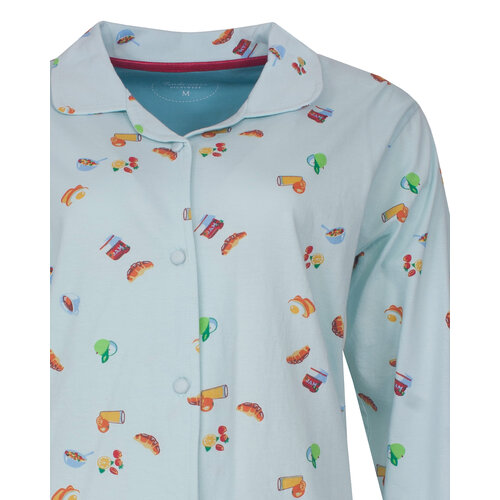 Tenderness TEPYD16005A Tenderness Dames Doorknoop Pyjama Blauw.