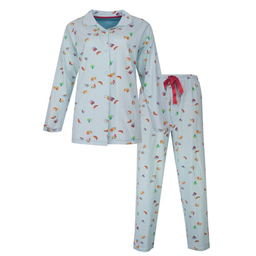 Tenderness TEPYD16005A Tenderness Dames Doorknoop Pyjama Blauw.