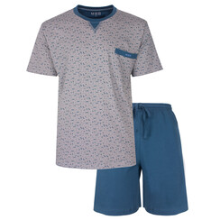 MESAH16007A MEQ Heren Shortama Ronde Hals Grijs.