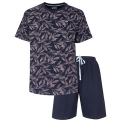 MESAH16005A MEQ Heren Shortama Ronde Hals Donker Blauw.