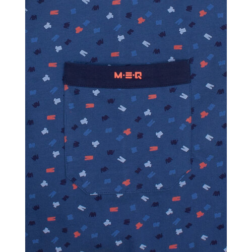 M.E.Q. MESAH16001A MEQ Heren Shortama Geprint Dessin Ronde Hals Blauw.