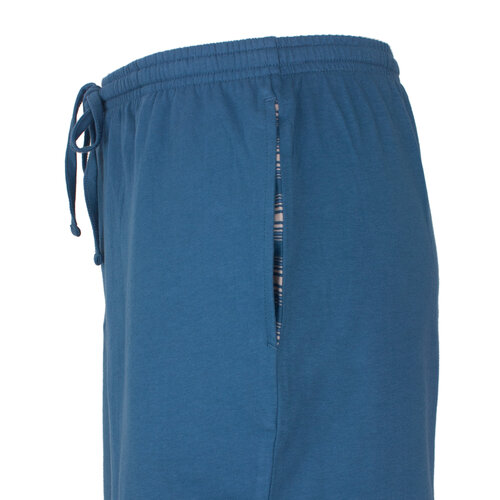 M.E.Q. MEPYH16009A MEQ Heren Pyjama Gestreept Ronde Hals Petrol Blauw.